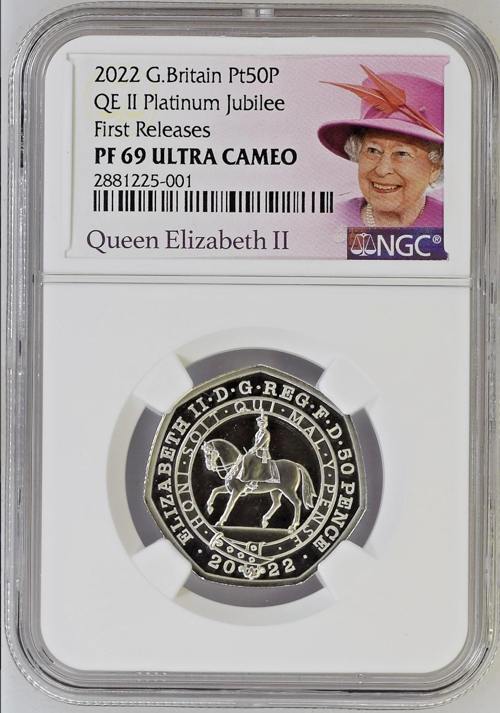 Platinum Jubilee Queen 2022 Pt50p Platinum Proof Coin NGC PF69 UC First Release