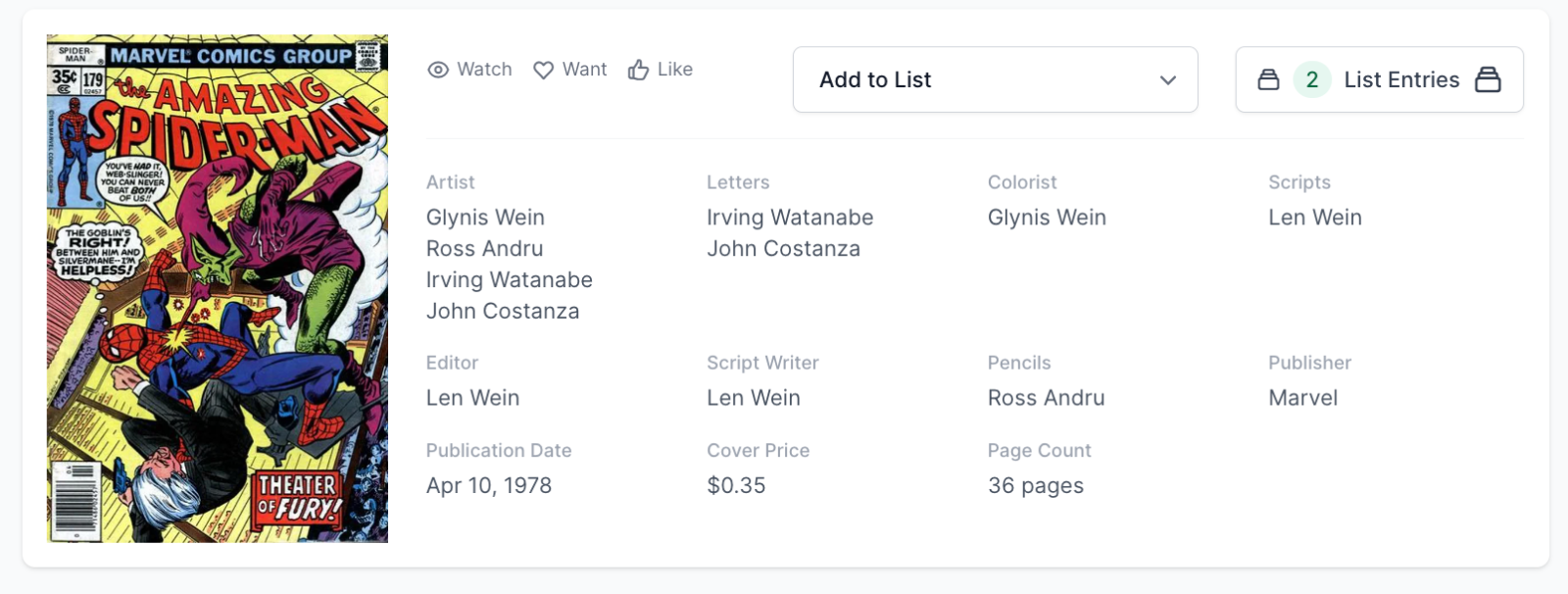 Amazing Spider-Man #179 CGC 6.0  Green Goblin & Silvermane