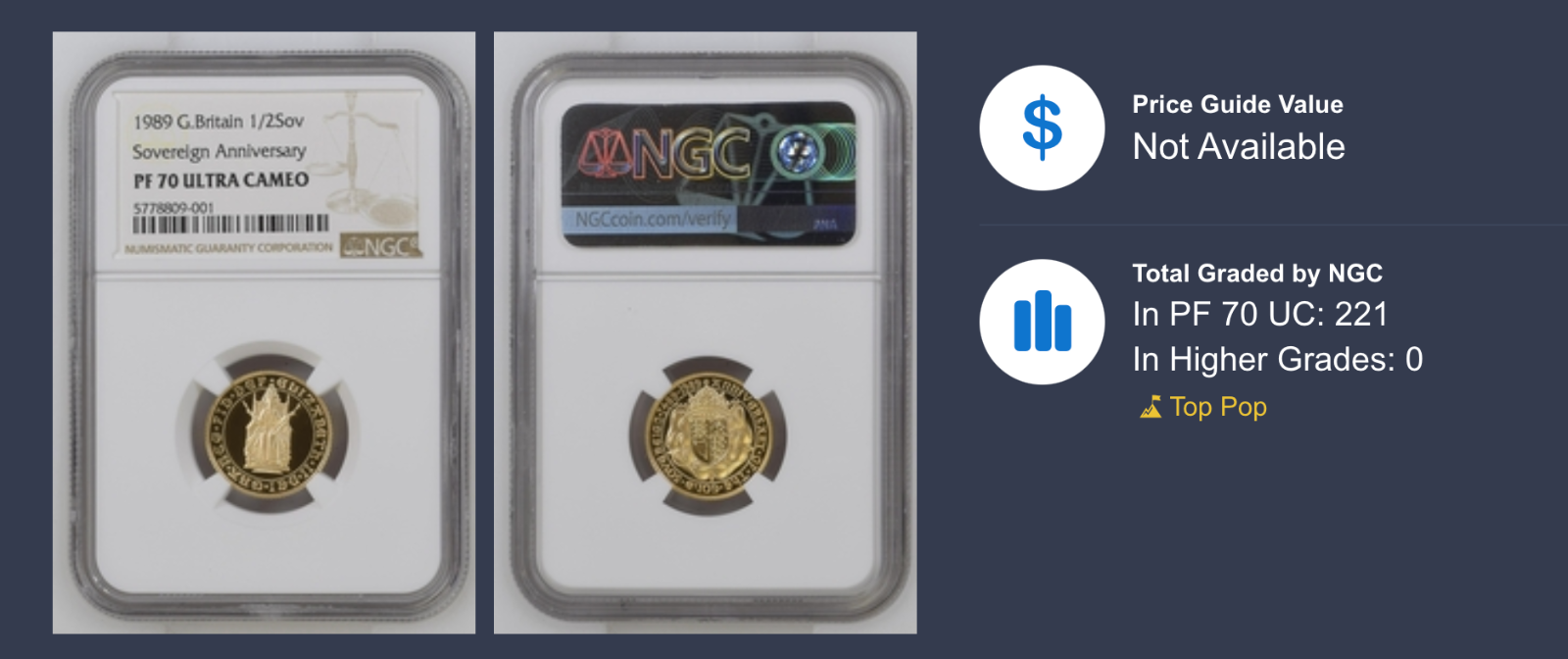 1989 Gold Full & Half Sovereign 500th Anniversary Proof NGC PF 70 ULTRA CAMEO