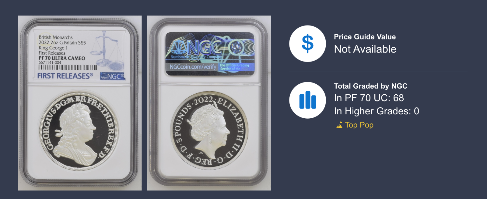 British Monarchs King George 1 2022 2oz Silver Proof NGC PF70 UC First Release