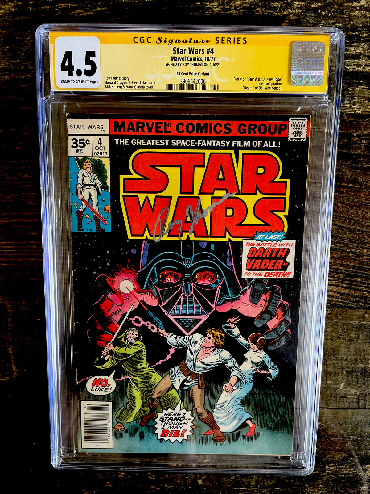 Rare 35 Cent Variant! Star Wars #4 CGC SS 4.5 White Pages - Signed Roy Thomas