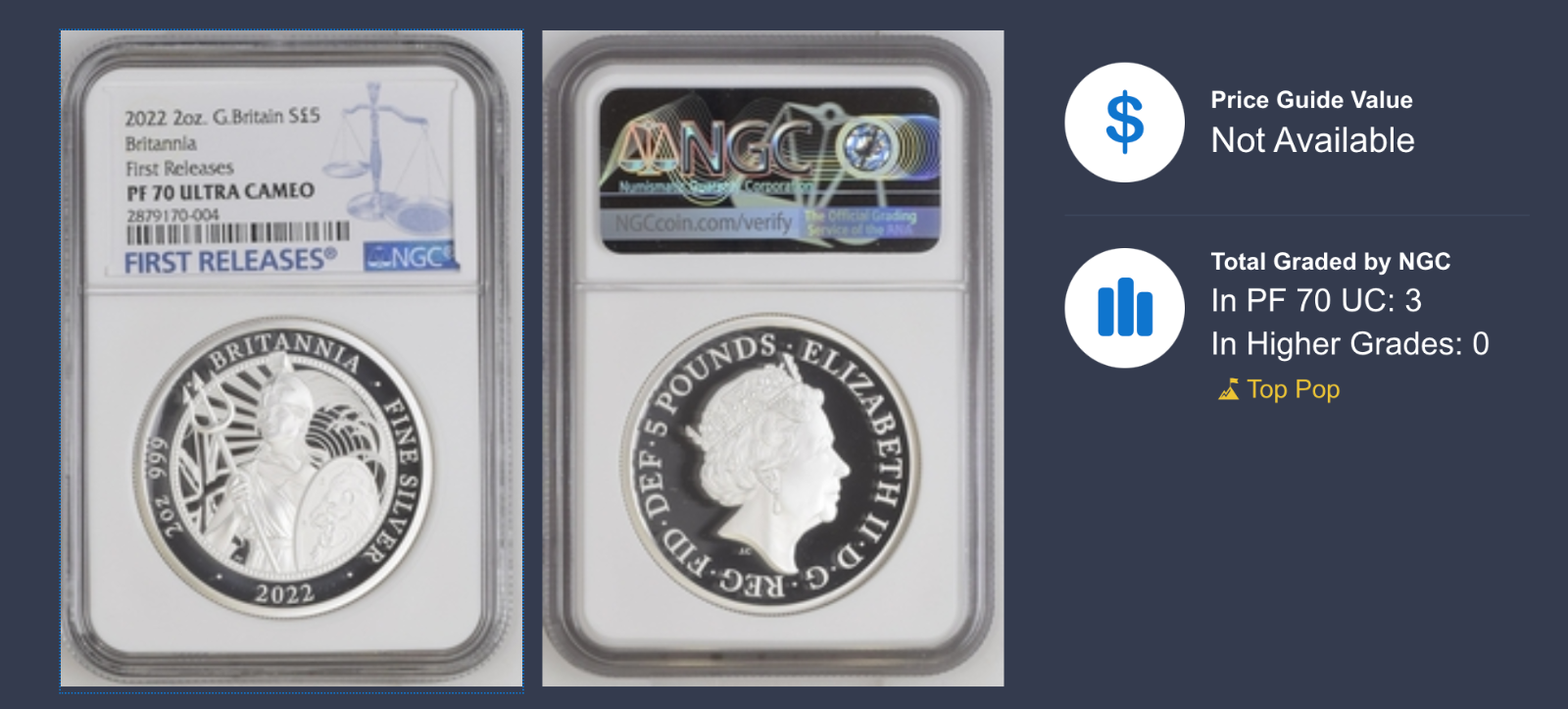 The Britannia 2022 2oz Silver Proof Coin NGC PF70 UC First Release