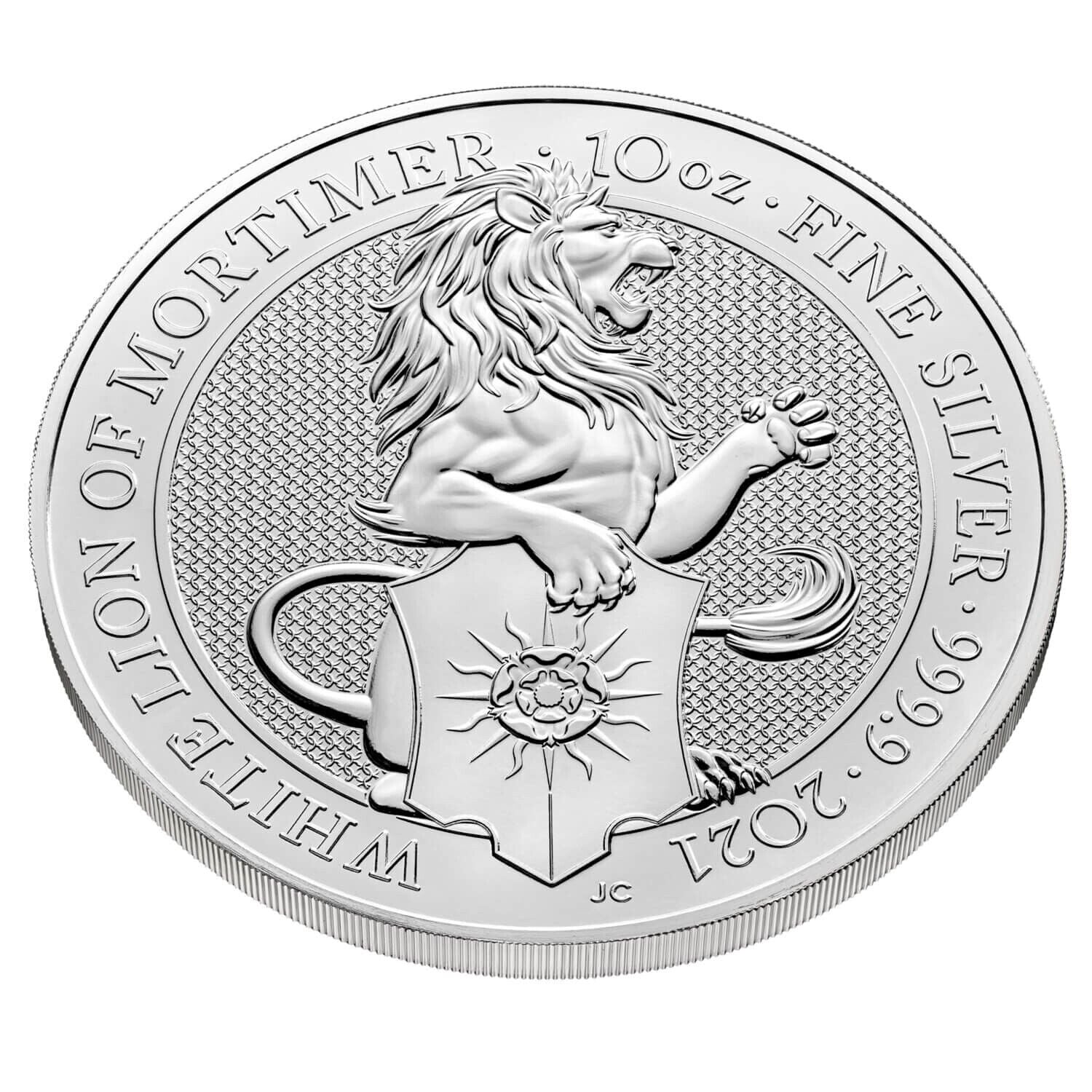 2021 GB 10 oz Silver Queen's Beasts White Lion of Mortimer - In Capsule
