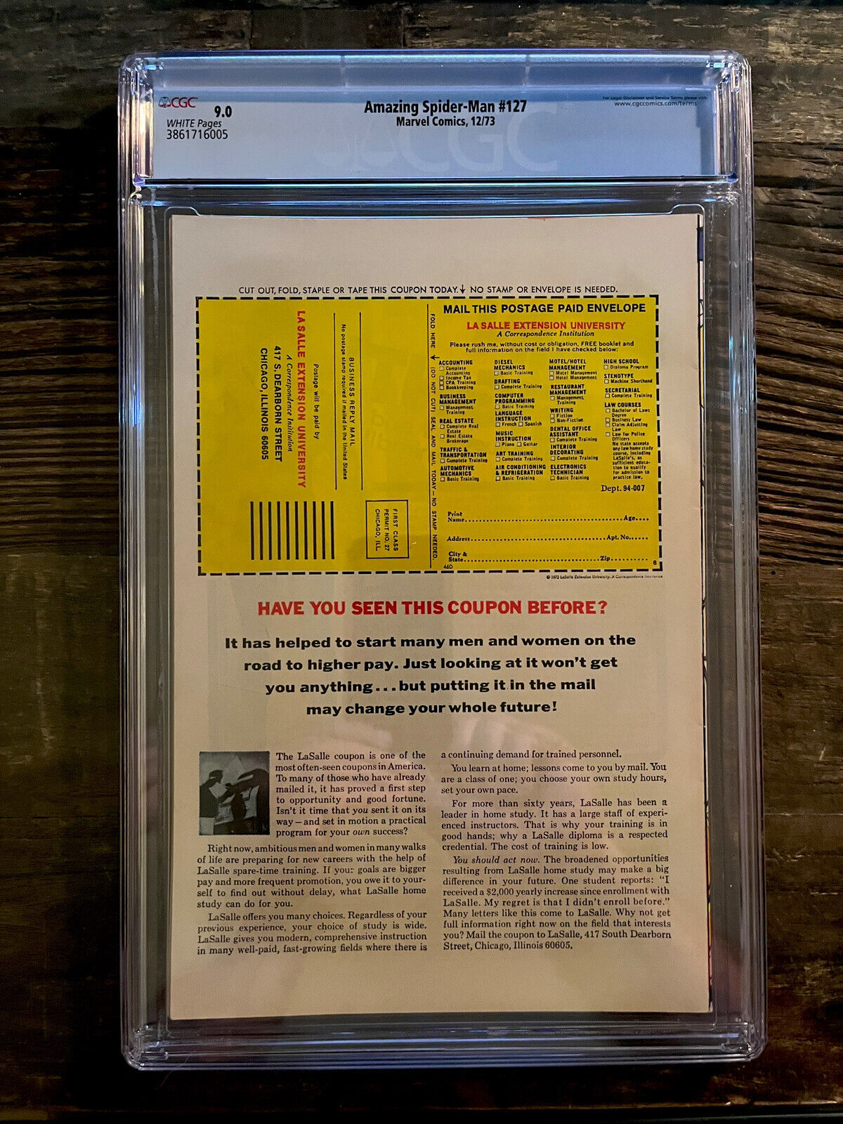 Rare White Pages! Amazing Spider-Man #127 CGC 9.0 - Vulture, Human Torch