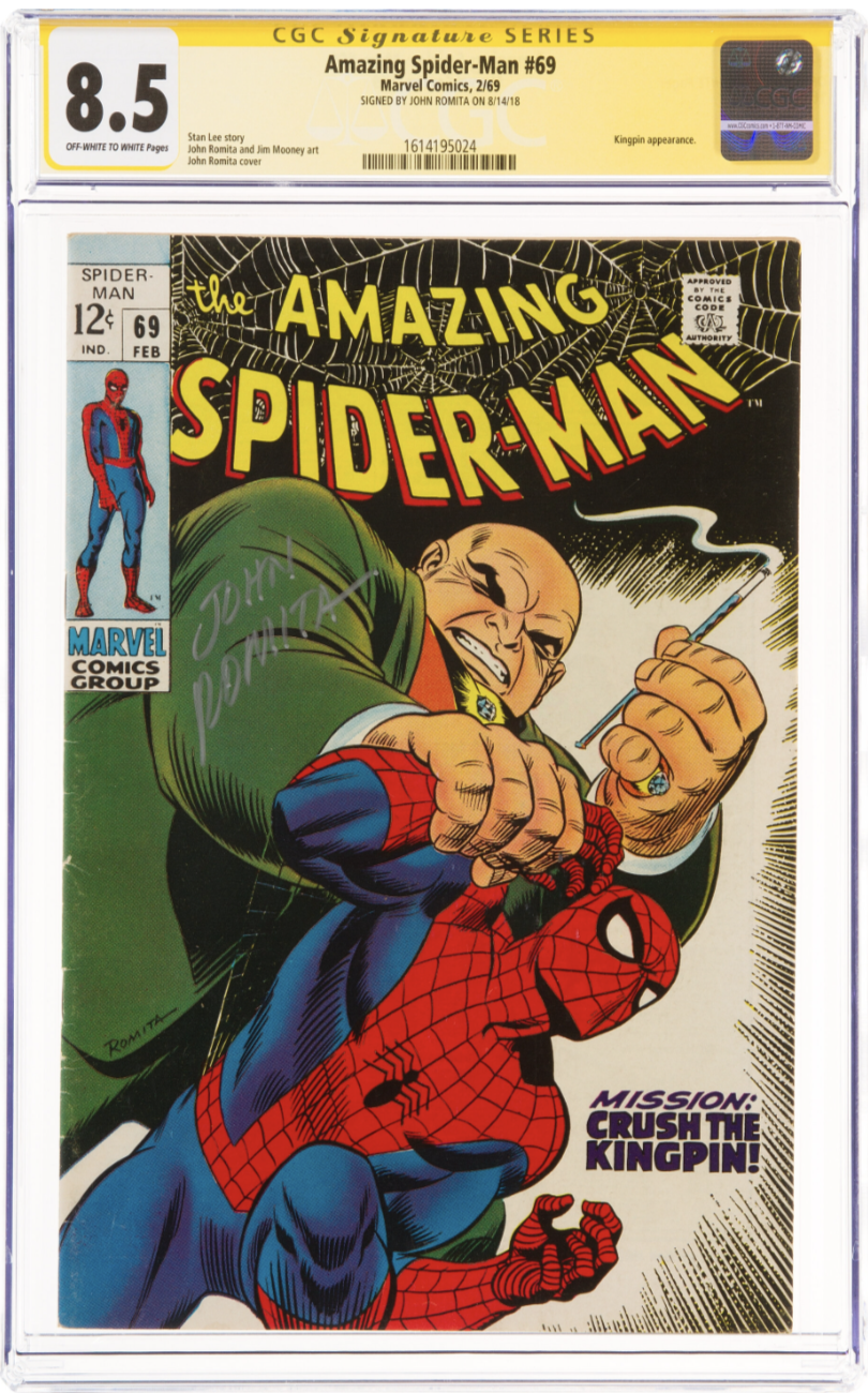 John Romita Signed! Amazing Spider-Man #69 CGC 8.5 Signature Kingpin Appearance