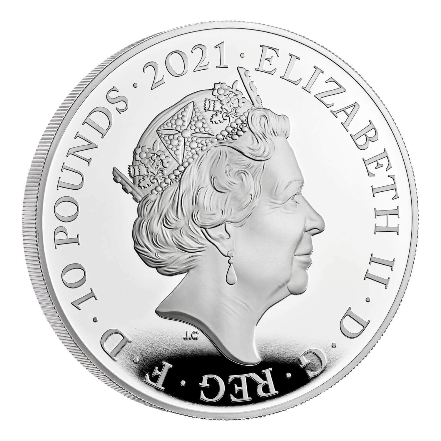 Royal Mint Gothic Crown Quartered Arms 2021 UK 10oz Silver Proof Coin