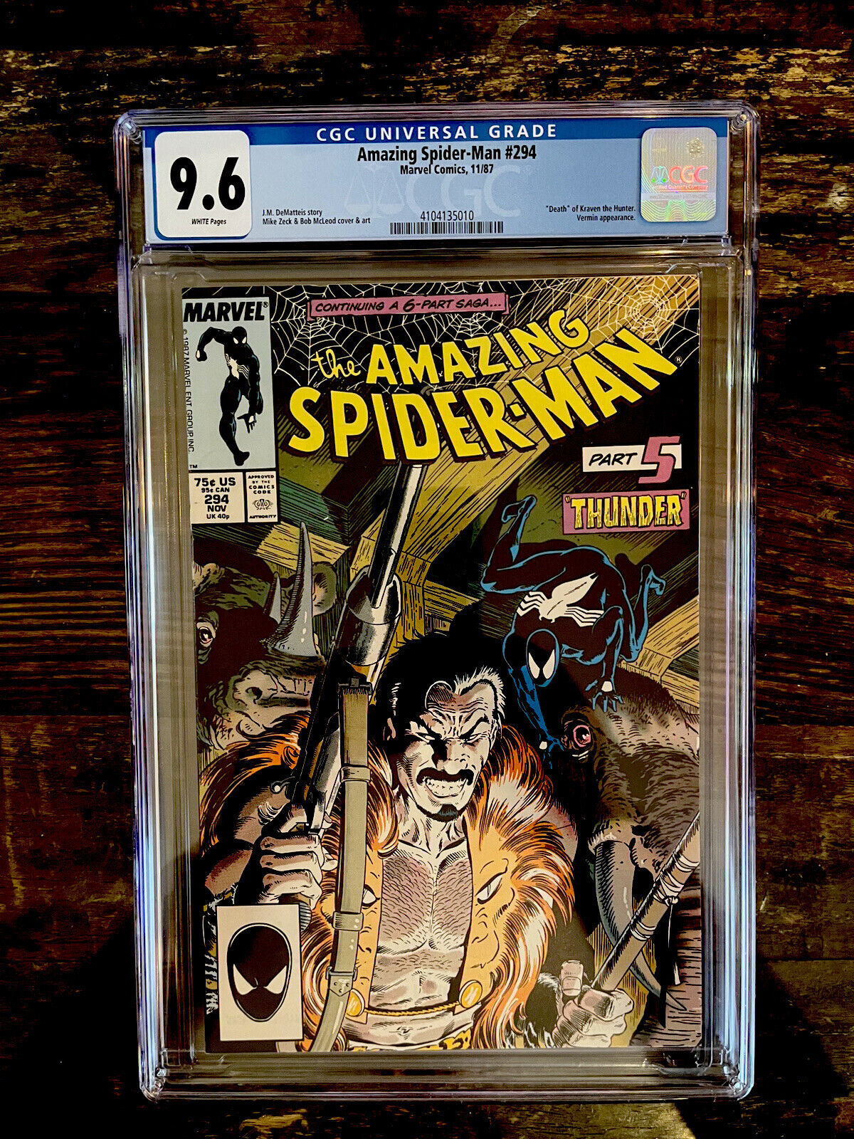 White Pages! Amazing Spider-Man #294 CGC 9.2 "Death" Kraven the Hunter