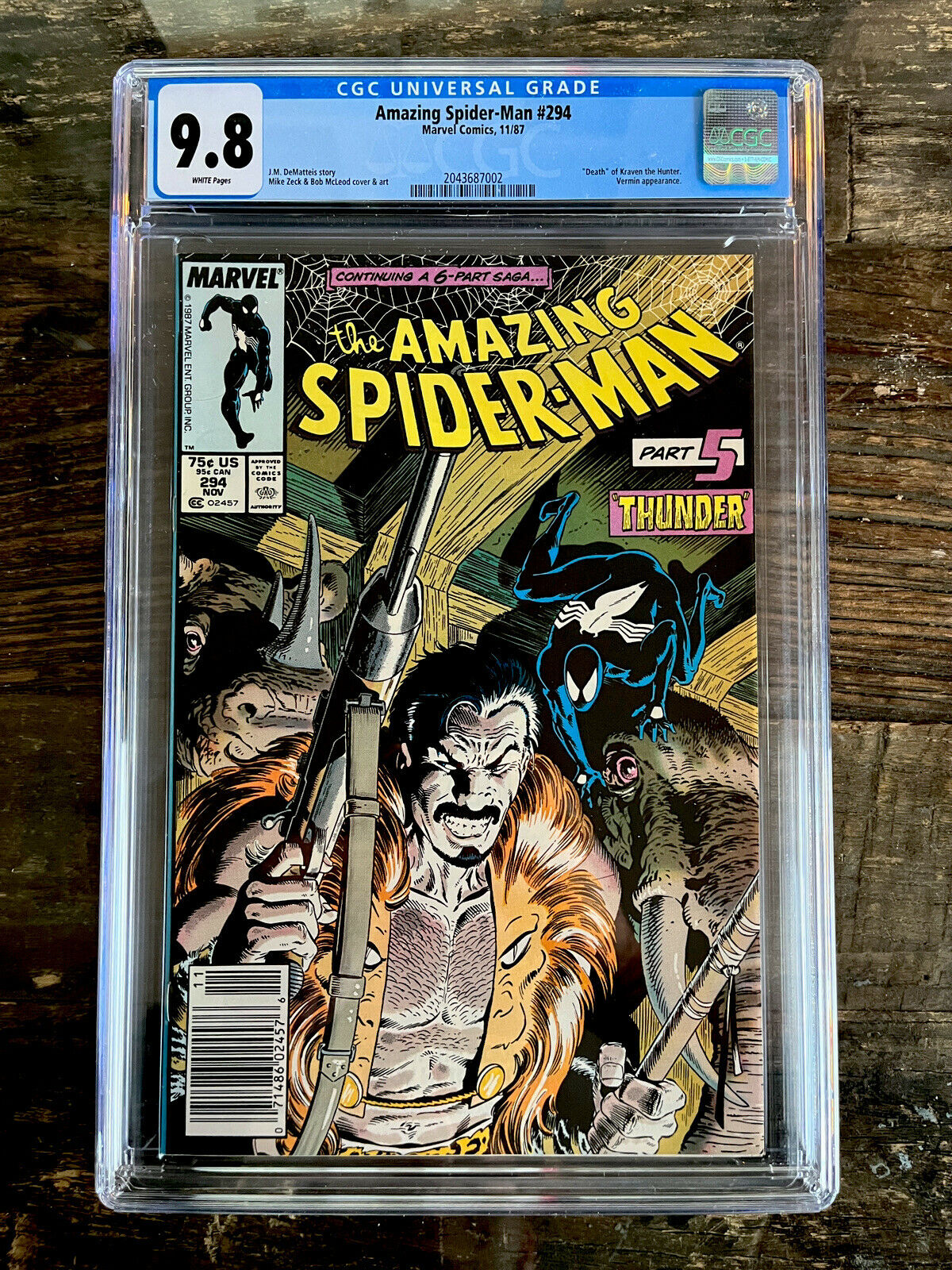 White Pages Newsstand! Amazing Spider-Man #294 CGC 9.8 "Death" Kraven the Hunter