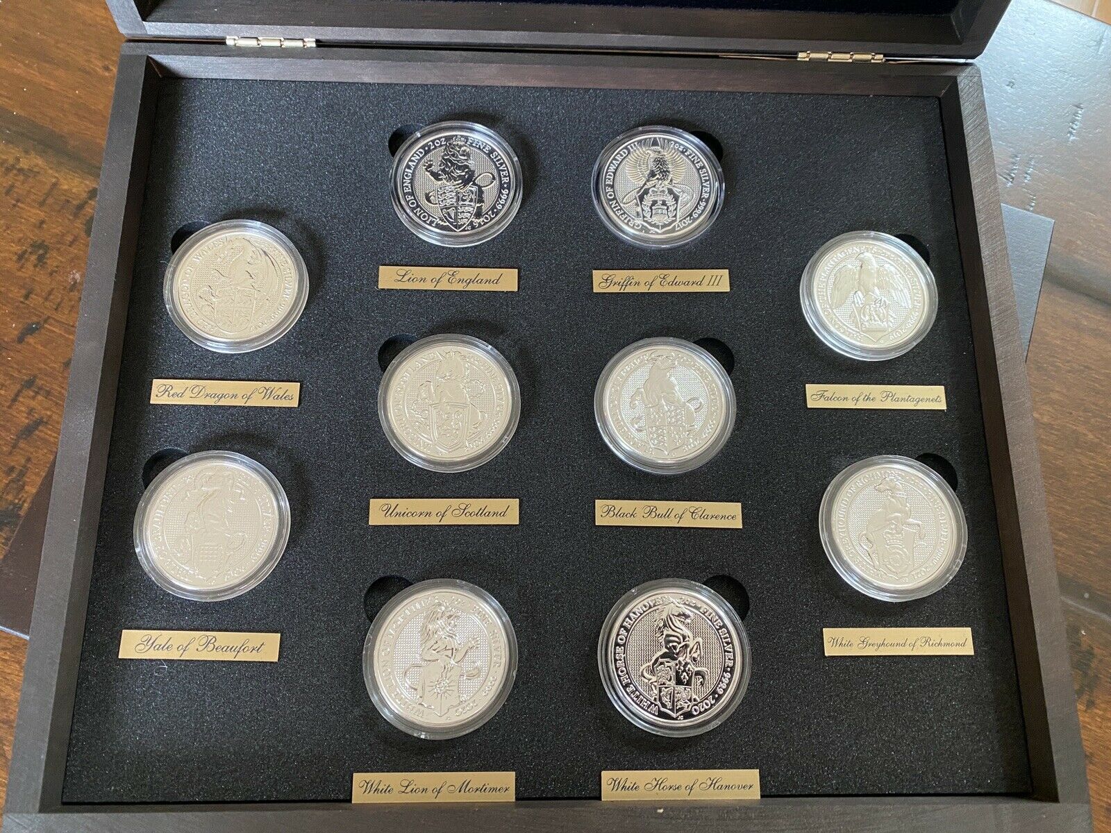 The Queen's Beasts 2oz Silver Bullion Complete Collection Case & Labels & Coins