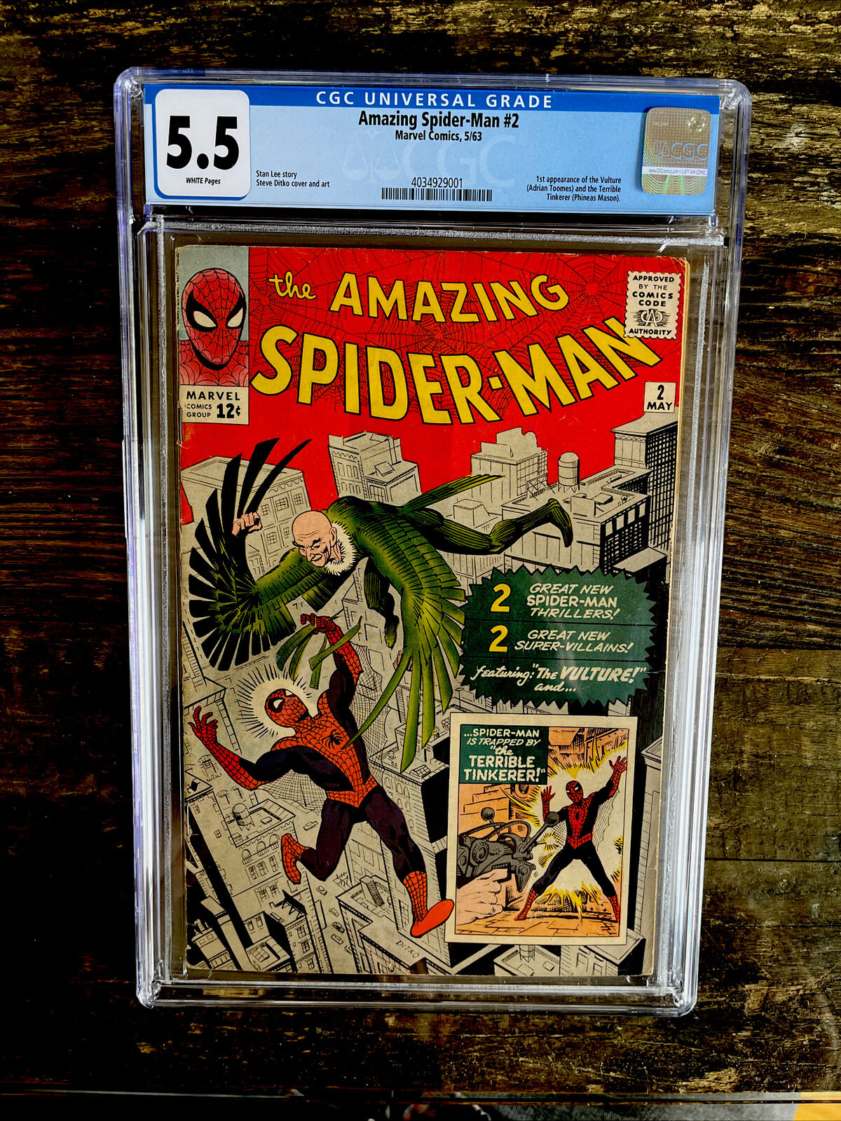 Rare White Pages! Amazing Spider-Man #2 CGC 5.5 - 1st Vulture