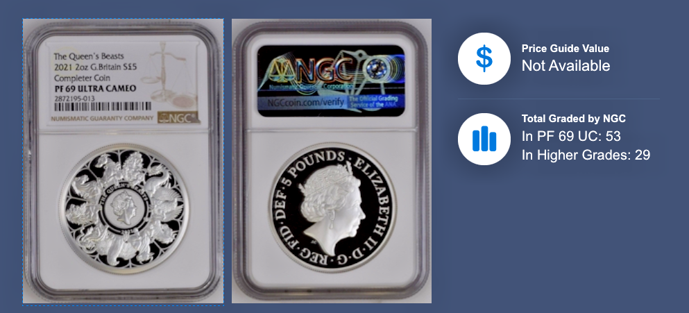 Queen's Beasts 2021 UK 2 oz Silver Proof Coin NGC PF69 UC (w/ Box & COA)