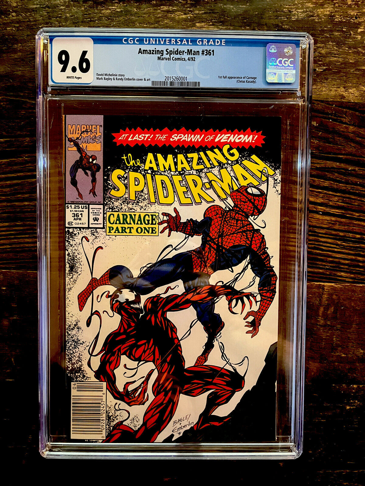 White Pages Newsstand! Amazing Spider-Man #361 CGC 9.6 - 1st Full Appear Carnage