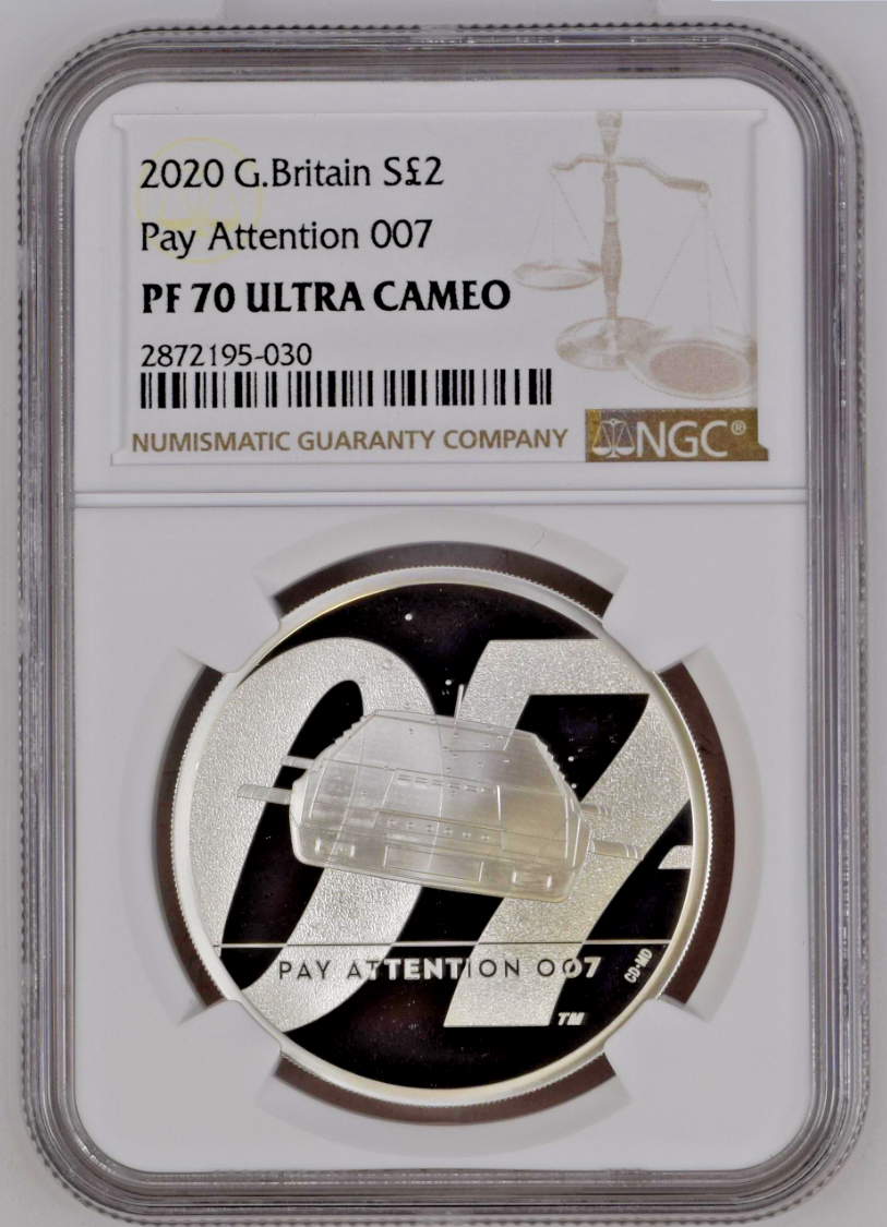 2020 G.Britain Pay Attention James Bond 1 oz Silver Proof NGC PF70 Ultra Cameo