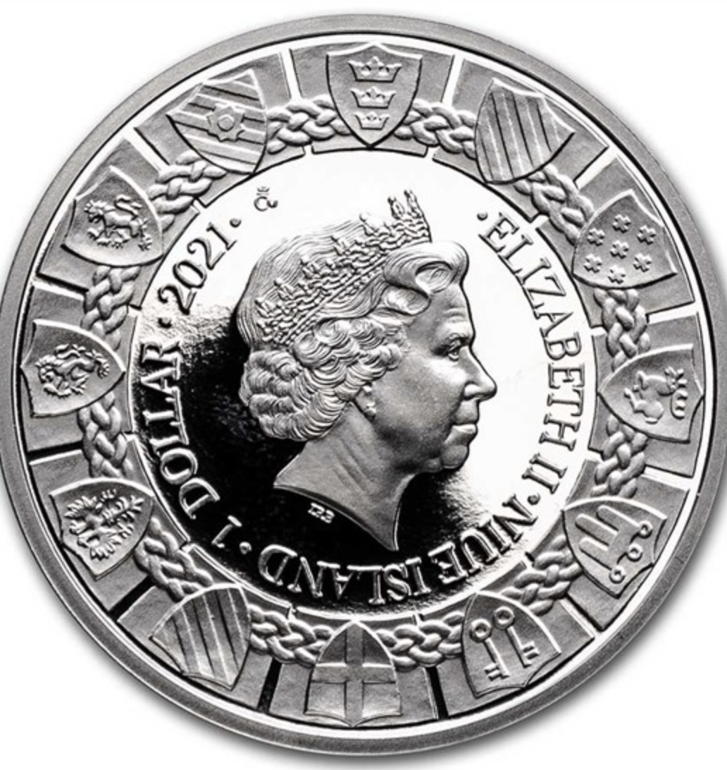 2021 Niue 1 oz Silver The Legend of King Arthur-Arthur & Mordred