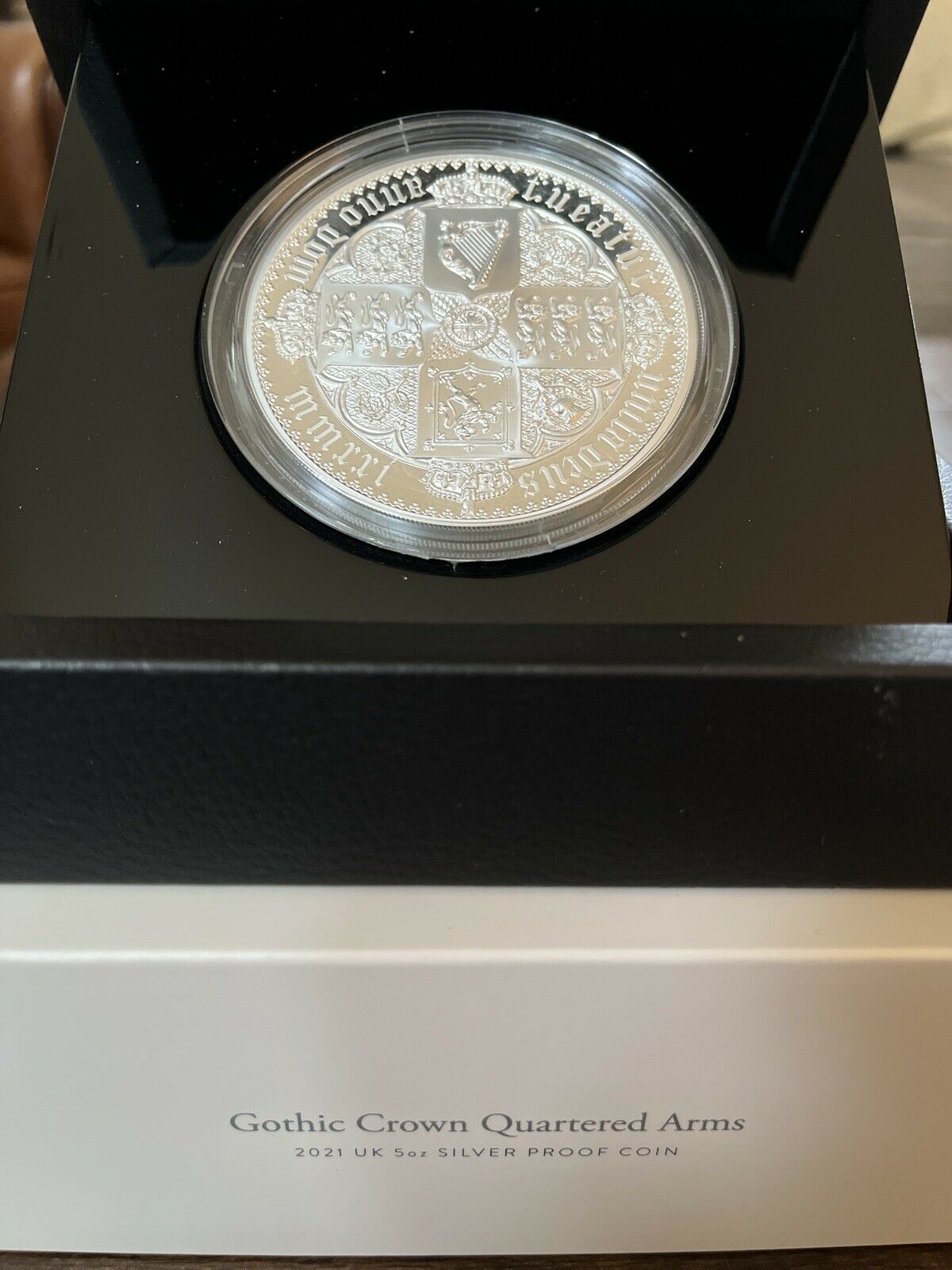 Gothic Crown Quartered Arms 2021 UK 5oz Silver Proof Coin