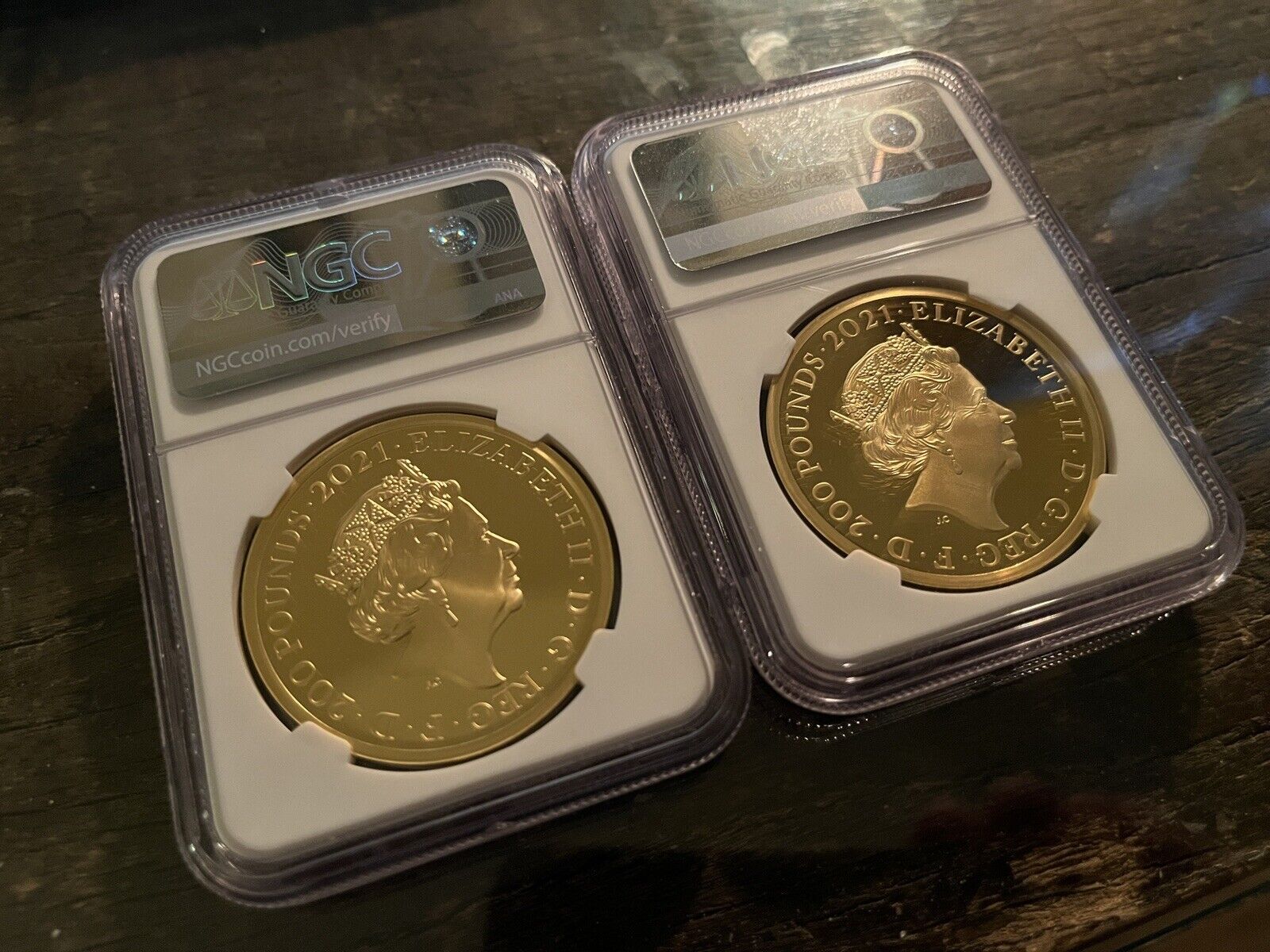 2021 Gothic Crown Plain Edge Proof Set - 2x 2 oz Gold NGC PF70