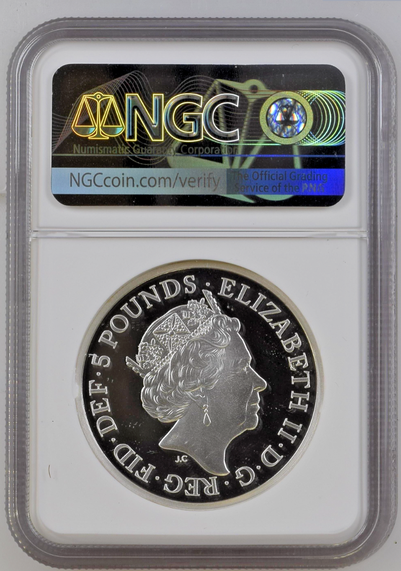 2022 Platinum Jubilee The Queen 2022 UK £5 Silver Proof Piedfort NGC PF70 FR