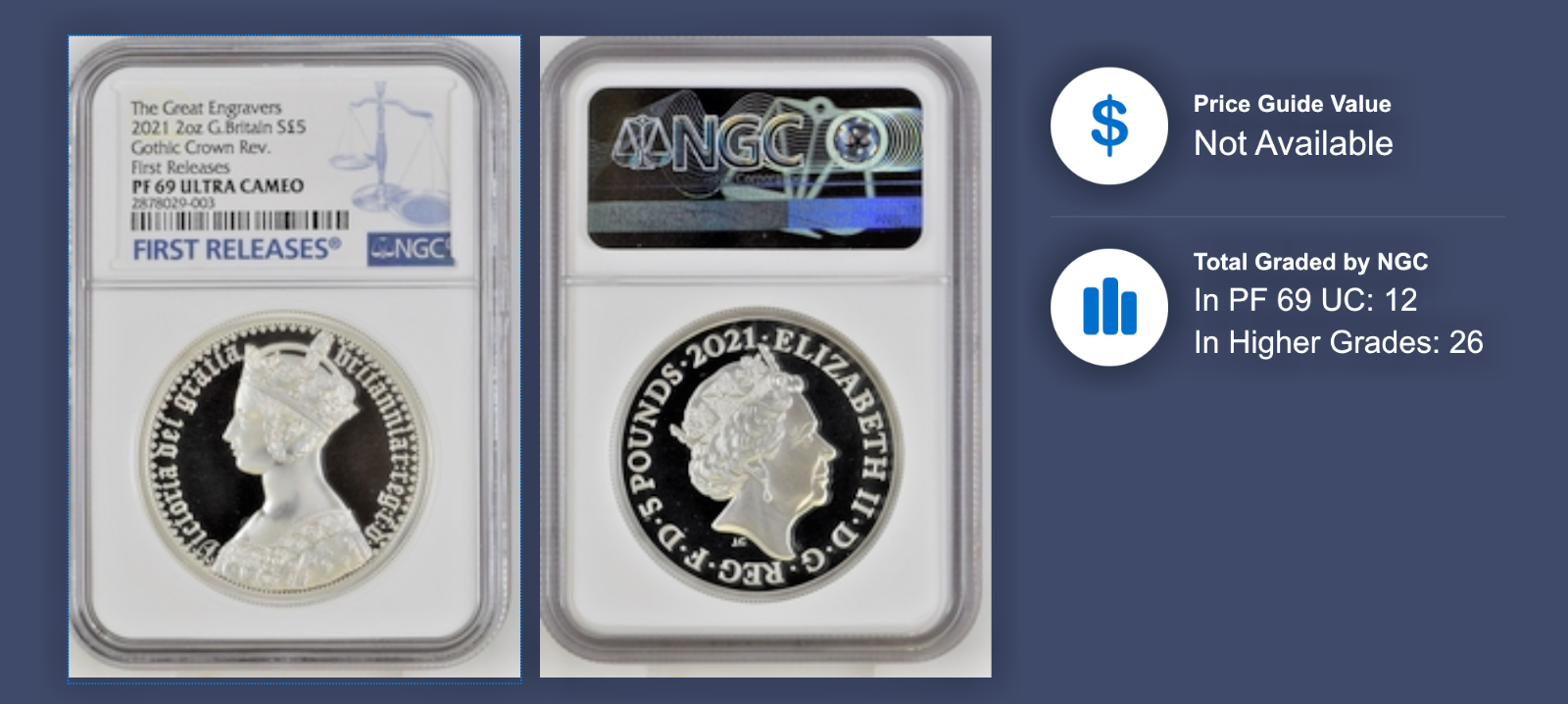 2021 Gothic Crown Portrait 2 oz Silver Proof NGC PF69 UC First Releases