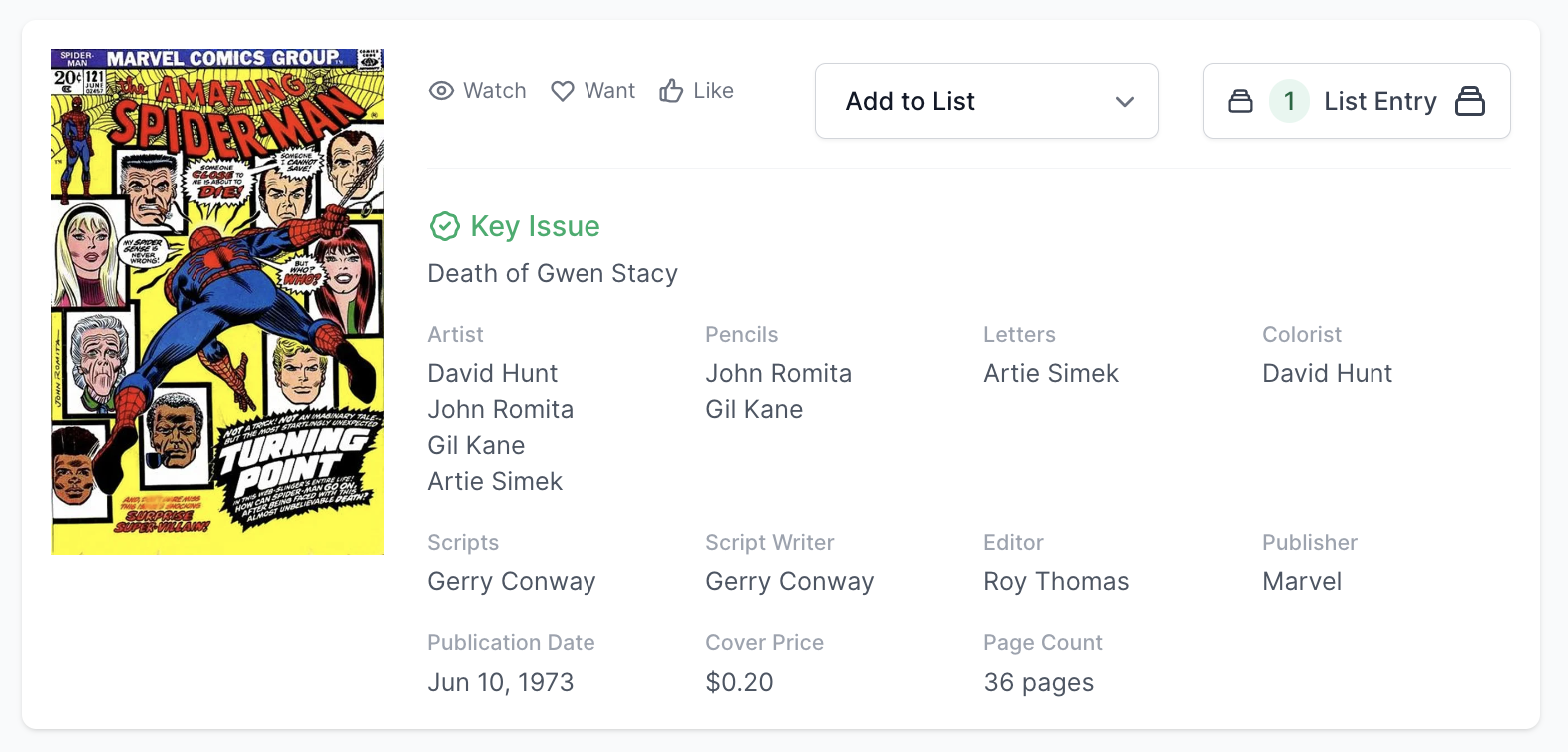 Rare White Pages! Amazing Spider-Man #121 CGC 7.5 - Death of Gwen Stacy