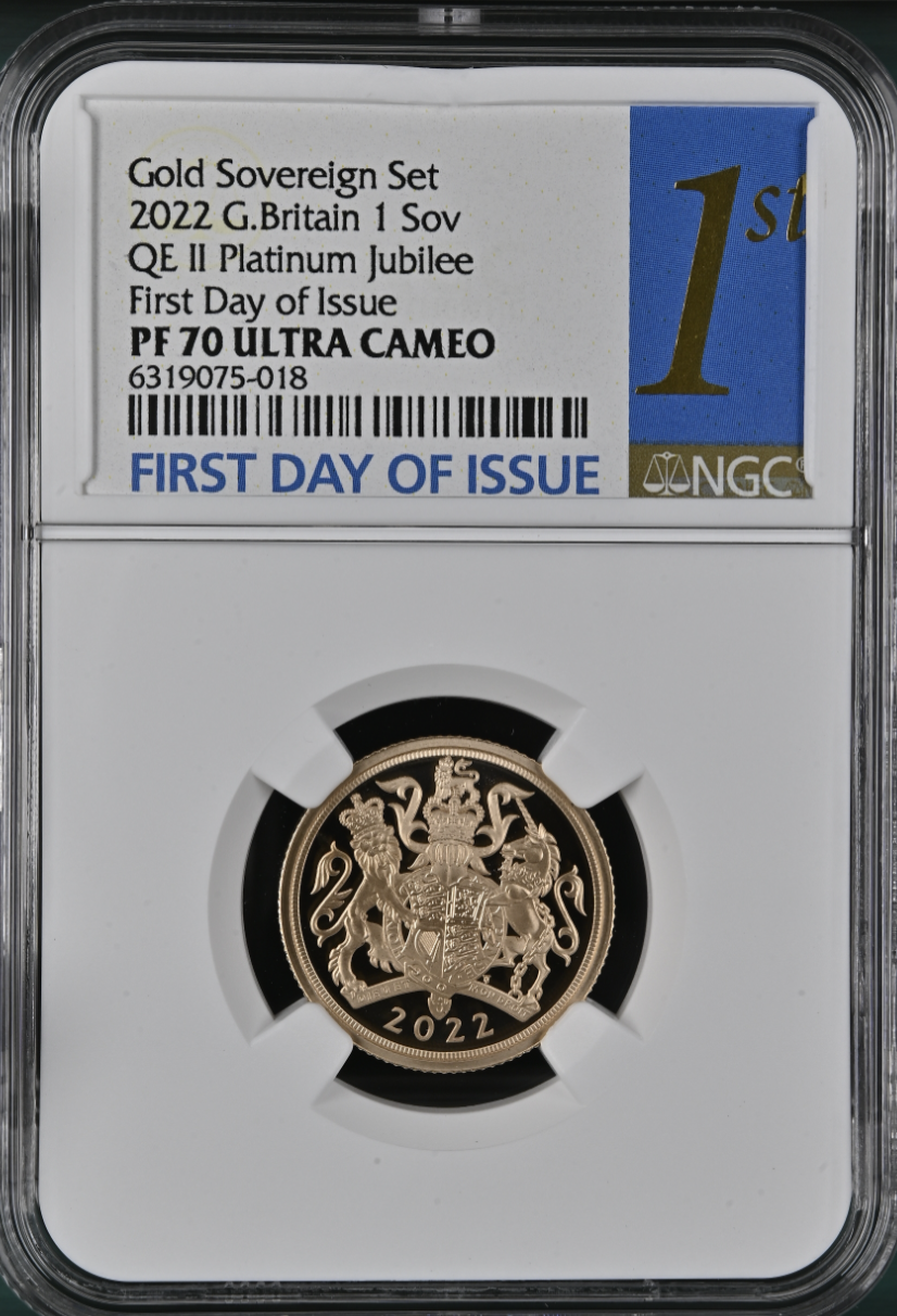 The Sovereign 2022 Five Coin Gold Proof Set NGC PF70 Ultra Cameo First Day Issue