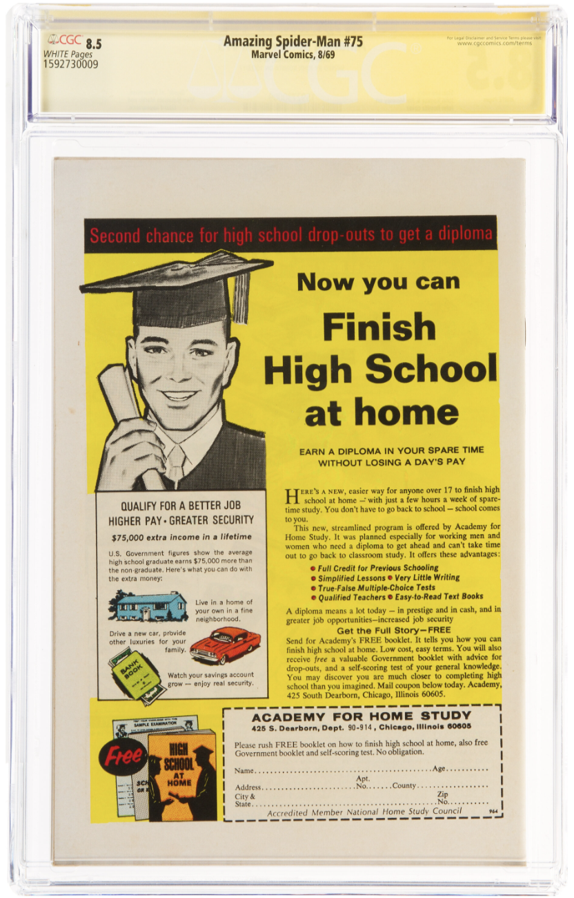 White Pages! Amazing Spider-Man #75 CGC 8.5 Signature Series Death of Silvermane