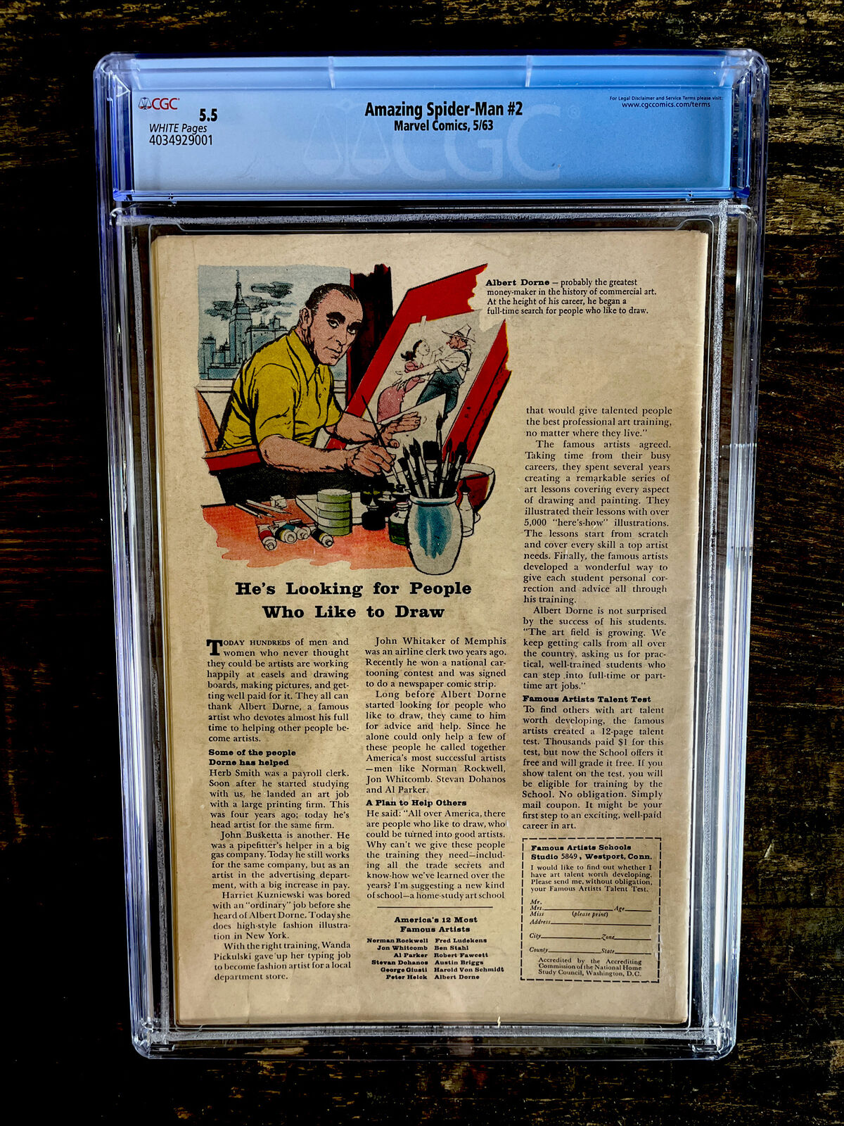 Rare White Pages! Amazing Spider-Man #2 CGC 5.5 - 1st Vulture