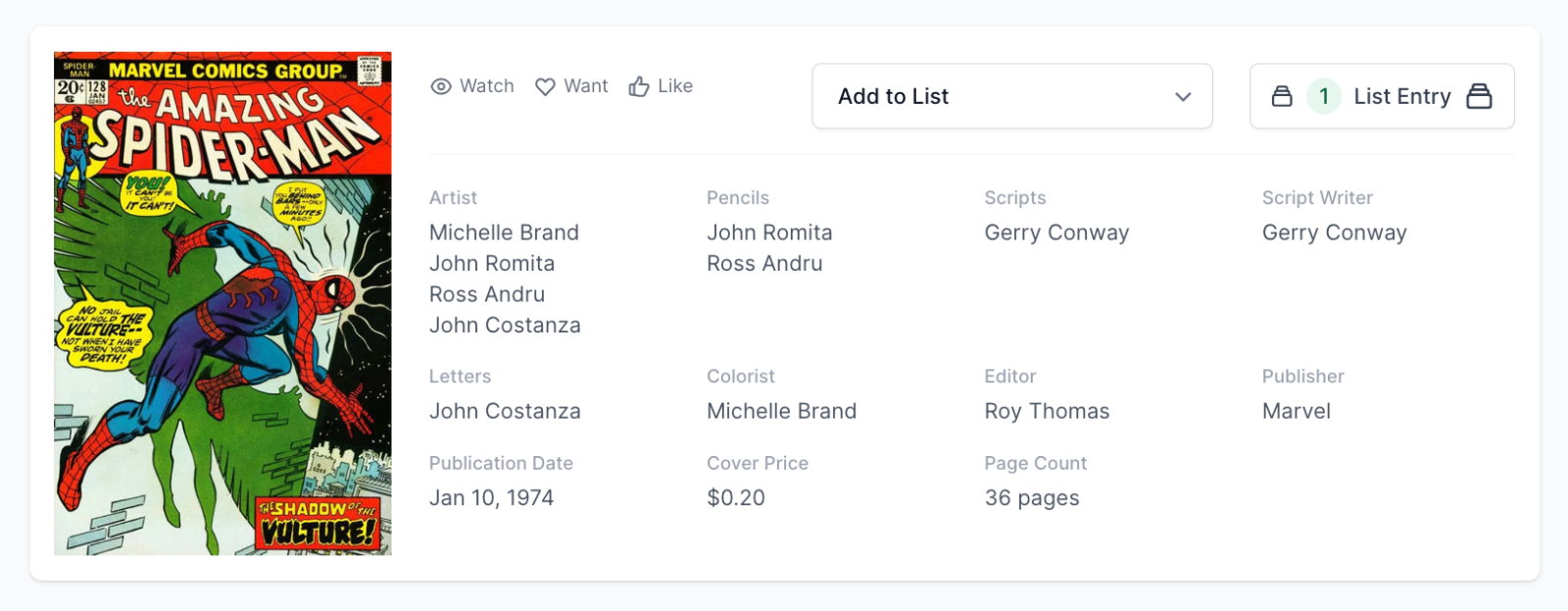 Rare White Pages! Amazing Spider-Man #128 CGC 9.6 - The Vulture