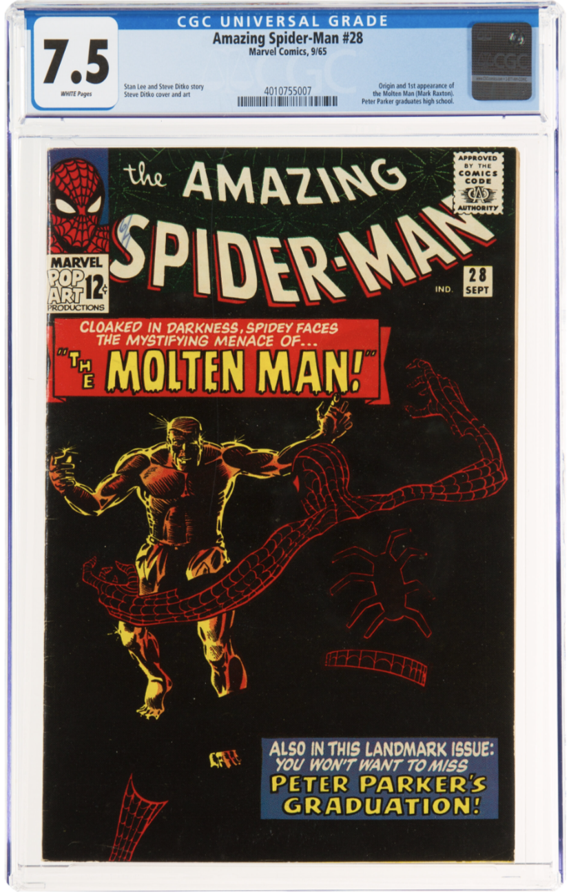 Rare White Pages! Amazing Spider-Man #28 CGC 7.5 - 1st Molten Man