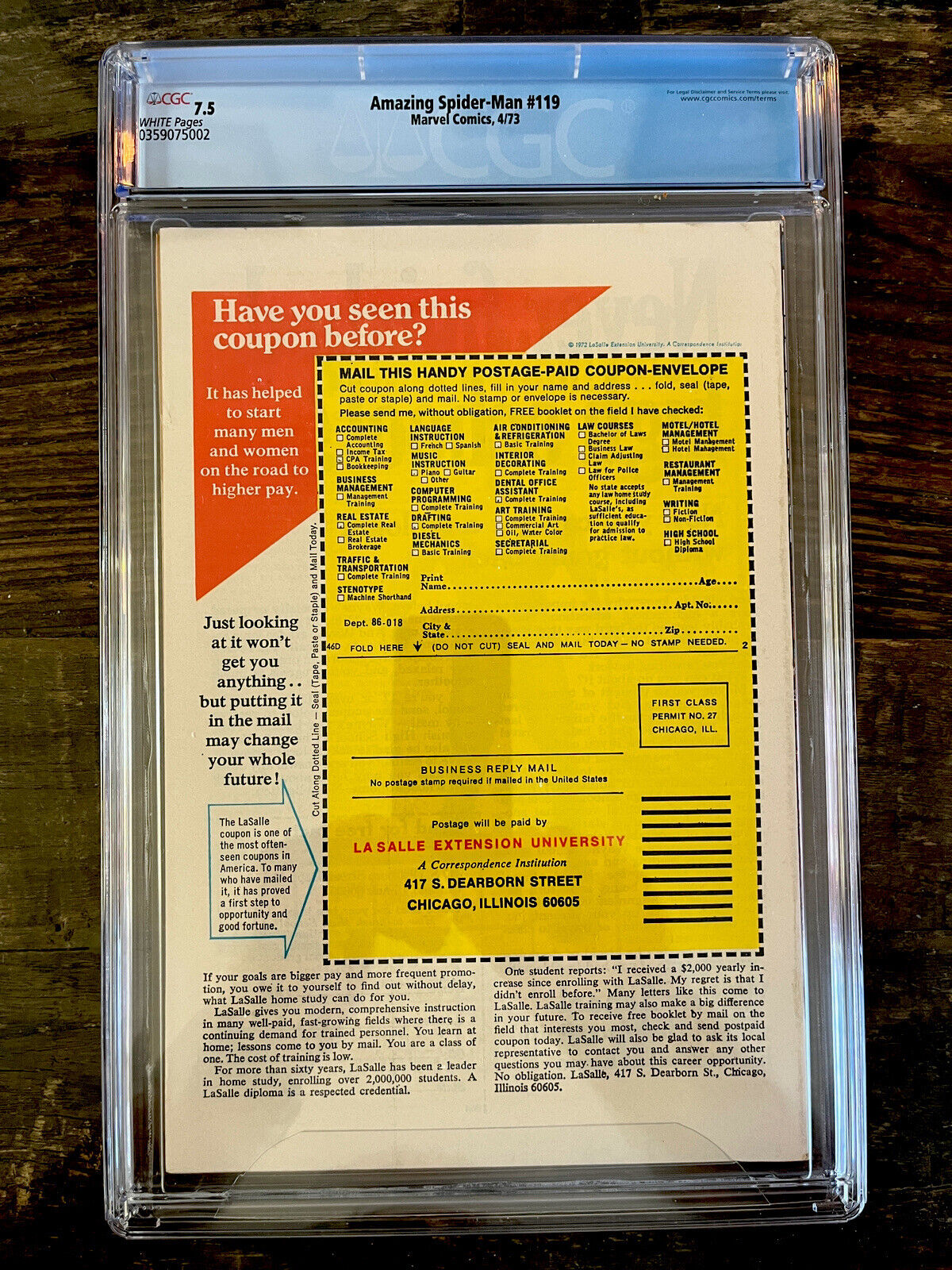 Rare White Pages! Amazing Spider-Man #119 CGC 7.5  Hulk Appearance