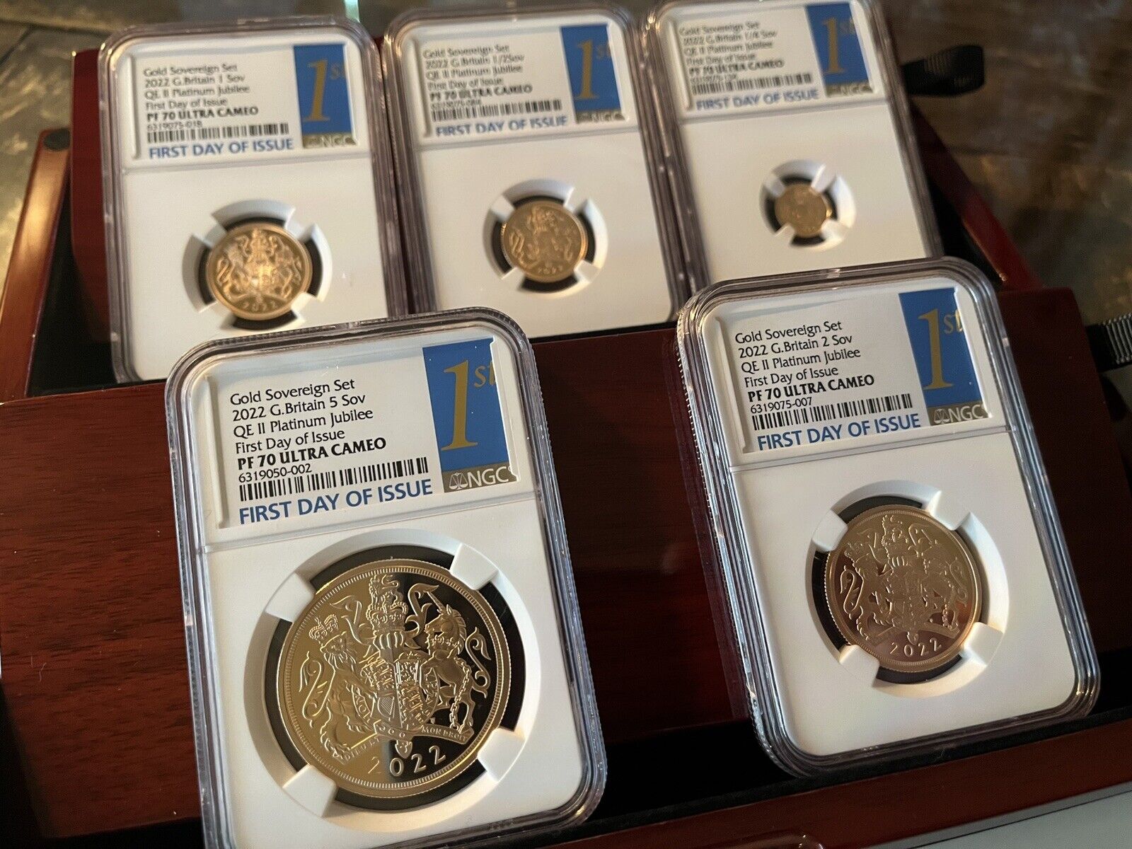 The Sovereign 2022 Five Coin Gold Proof Set NGC PF70 Ultra Cameo First Day Issue