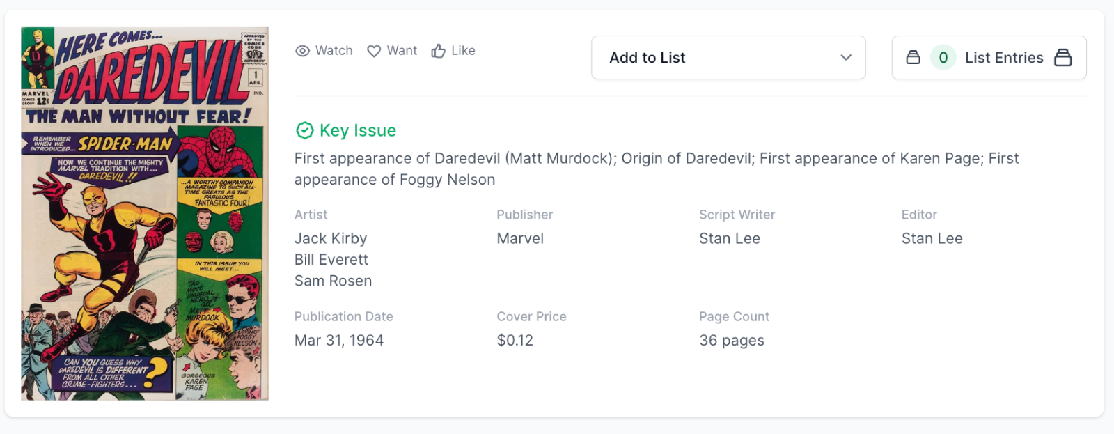 Rare White Pages! Daredevil 1 - 1st Daredevil Appearance