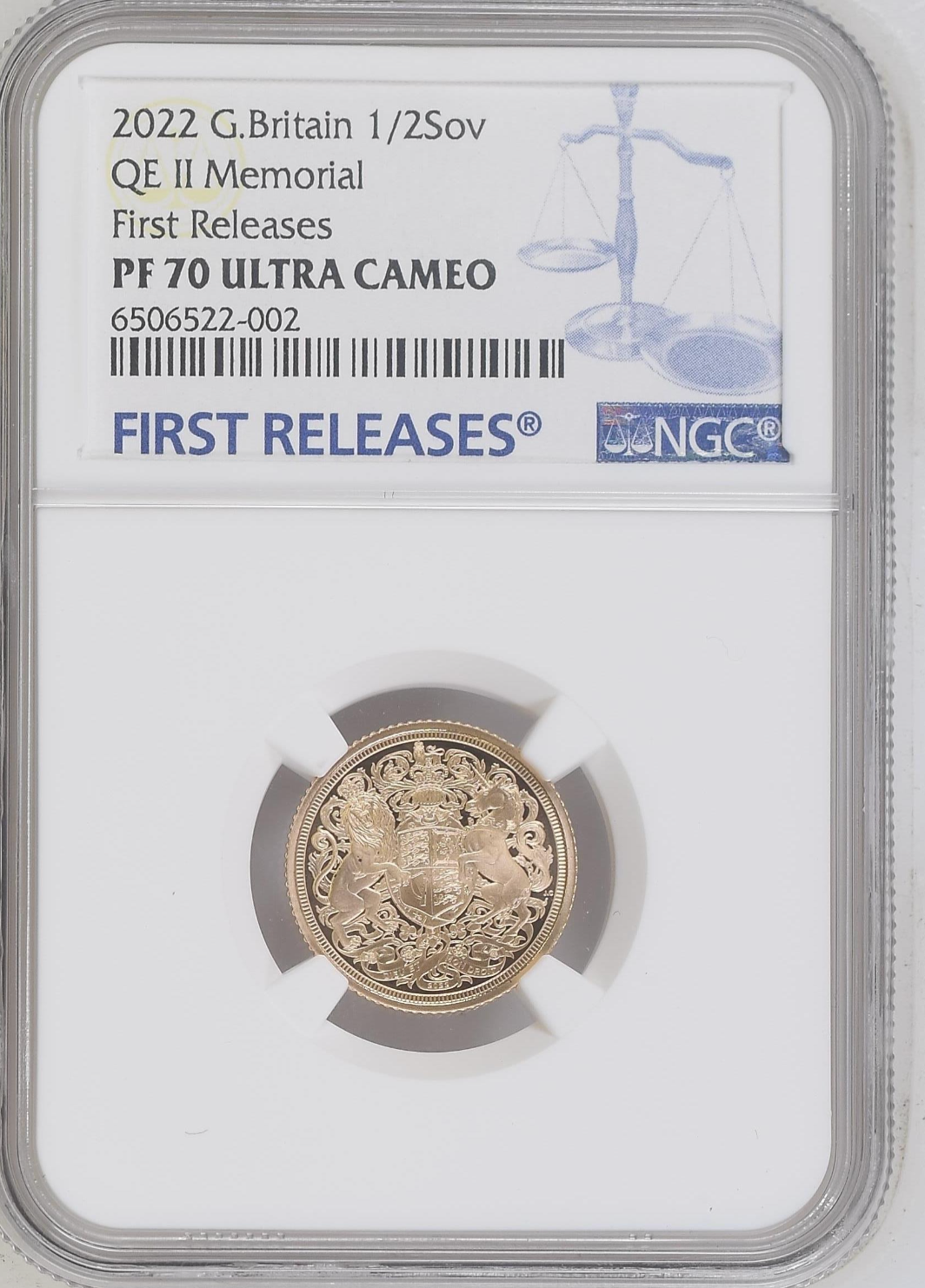 Queen’s Jubilee Memorial Half Sovereign 2022 Gold Proof - NGC PF70 First Release