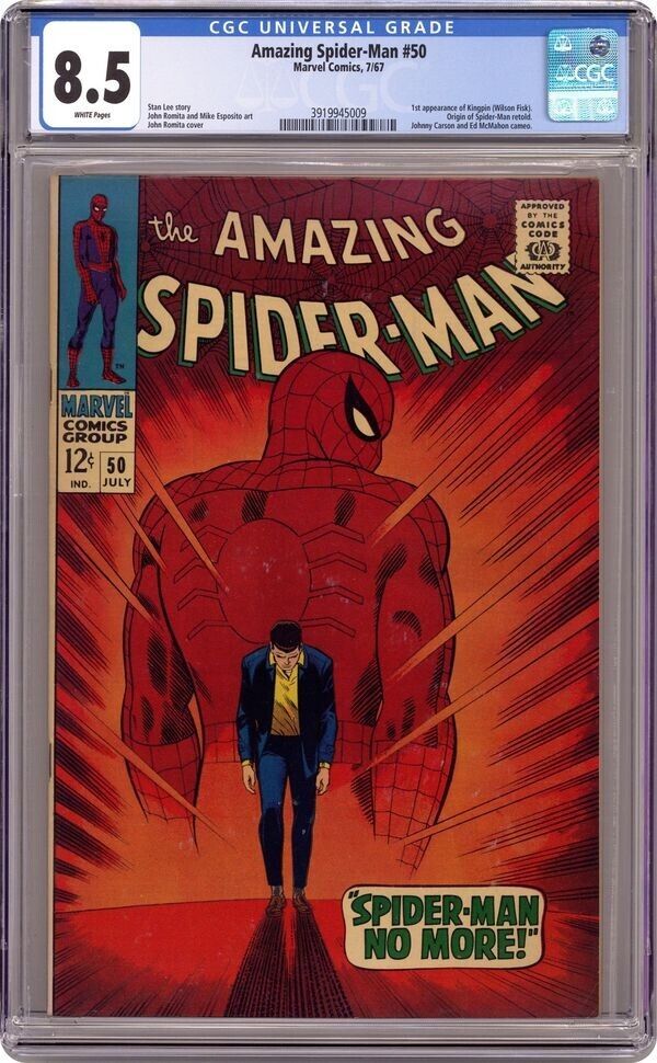 Rare White Pages! Amazing Spider-Man #50 CGC 8.5 - 1st Appearance Kingpin