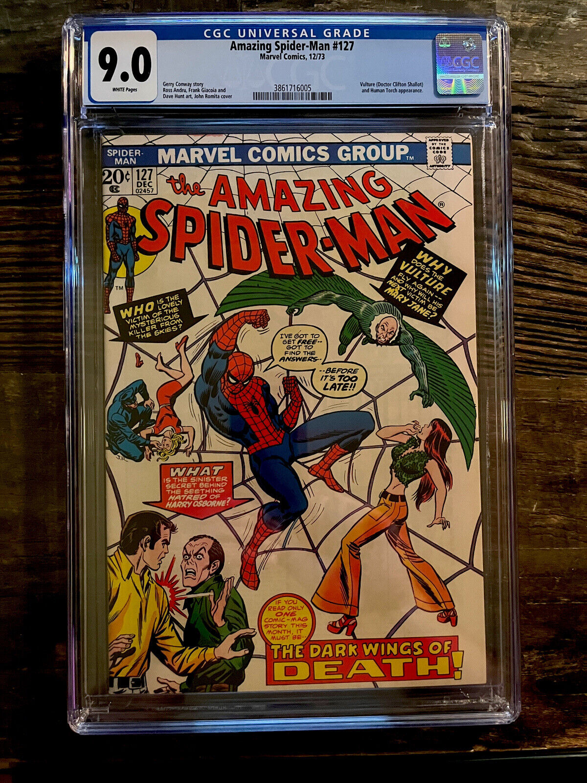 Rare White Pages! Amazing Spider-Man #127 CGC 9.0 - Vulture, Human Torch