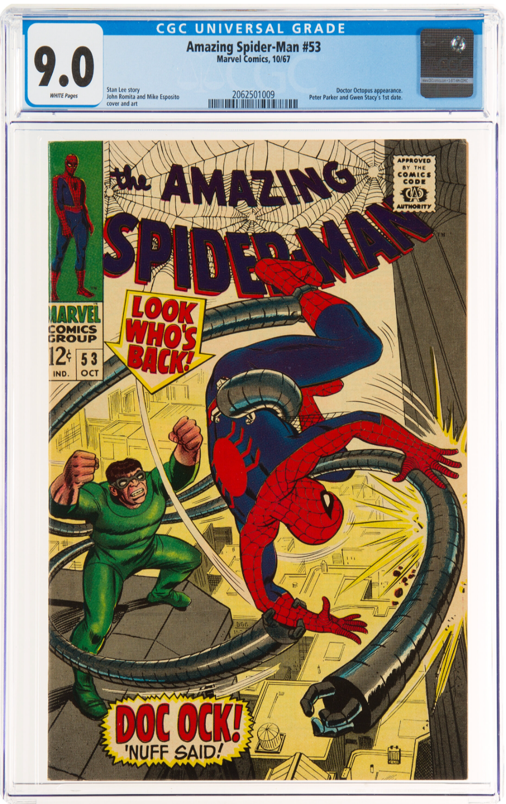 Rare White Pages Amazing Spider-Man #53 CGC 9.0  Doctor Octopus Appearance