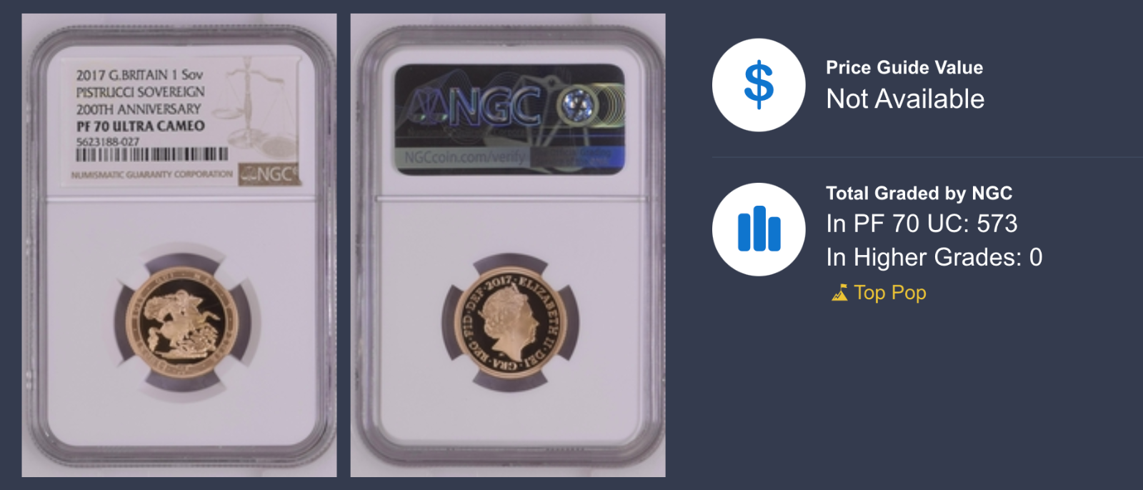 2017 Gold Sovereign 200th Anniversary Proof NGC PF 70 ULTRA CAMEO