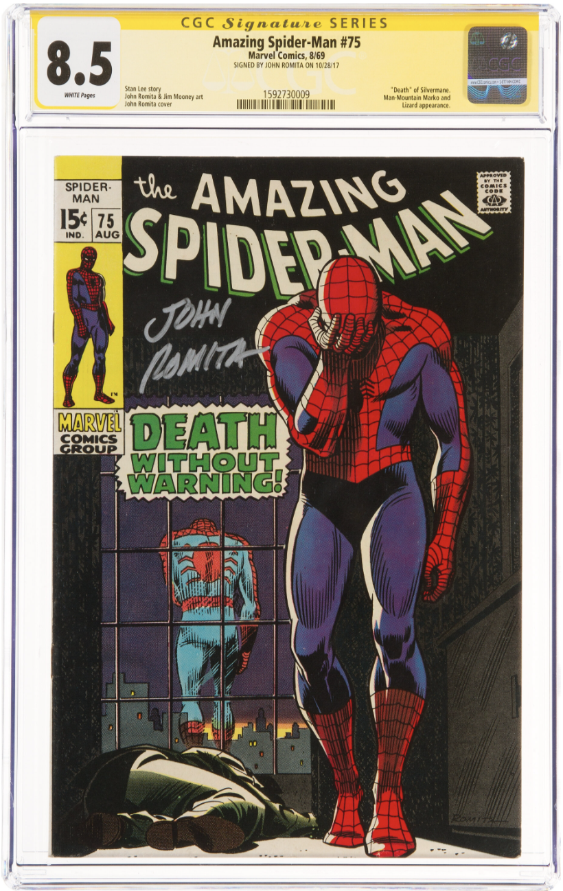 White Pages! Amazing Spider-Man #75 CGC 8.5 Signature Series Death of Silvermane