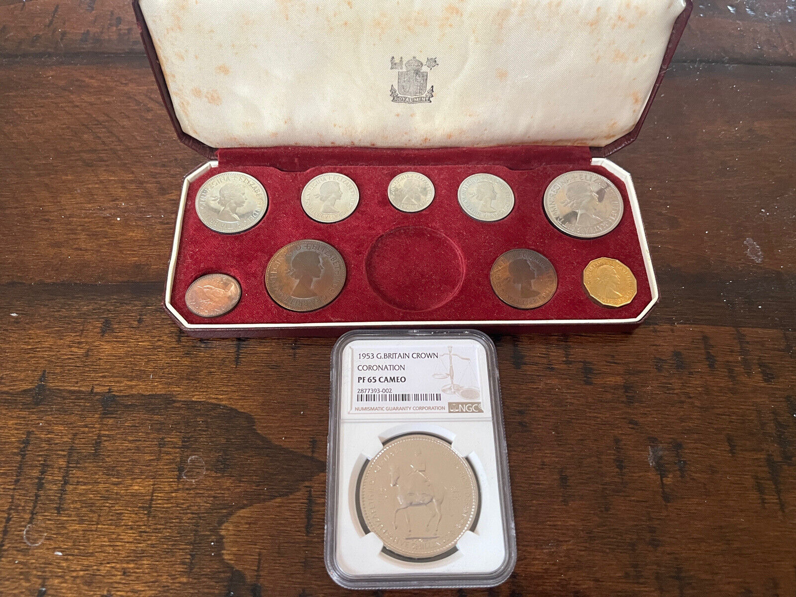 Rare Cameo! 1953 Great Britain Proof Crown Set - Coronation Crown NGC PF65 Cameo