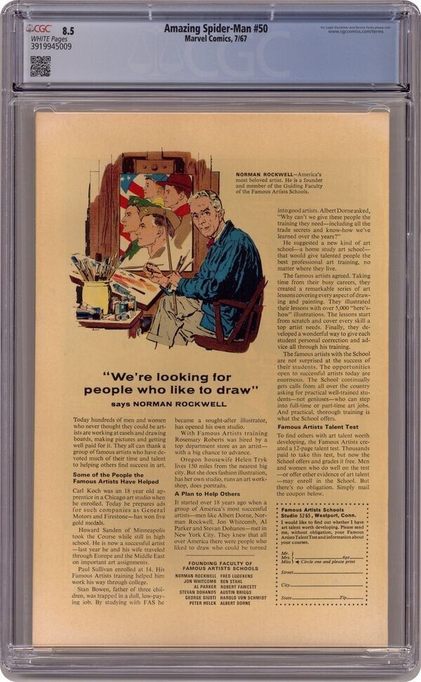 Rare White Pages! Amazing Spider-Man #50 CGC 8.5 - 1st Appearance Kingpin