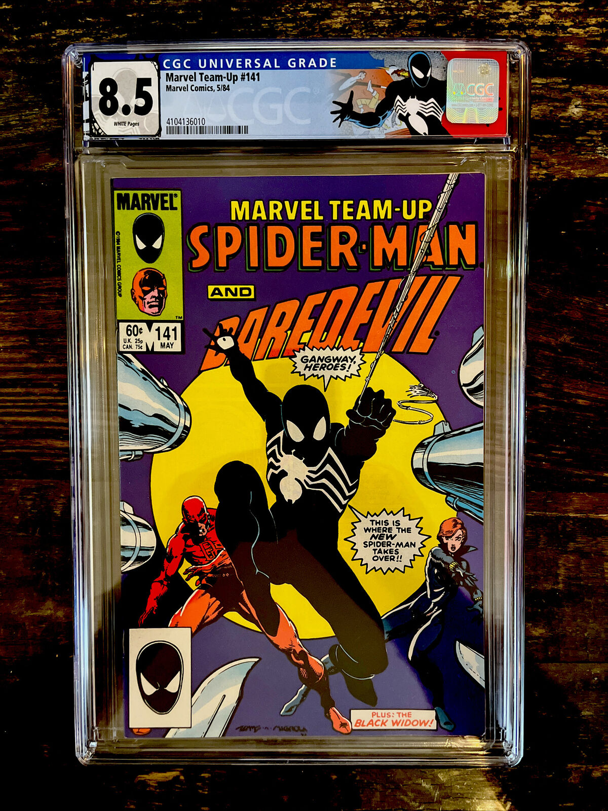 White Pages! Marvel Team-Up #141 CGC 8.5  Black Costume Label