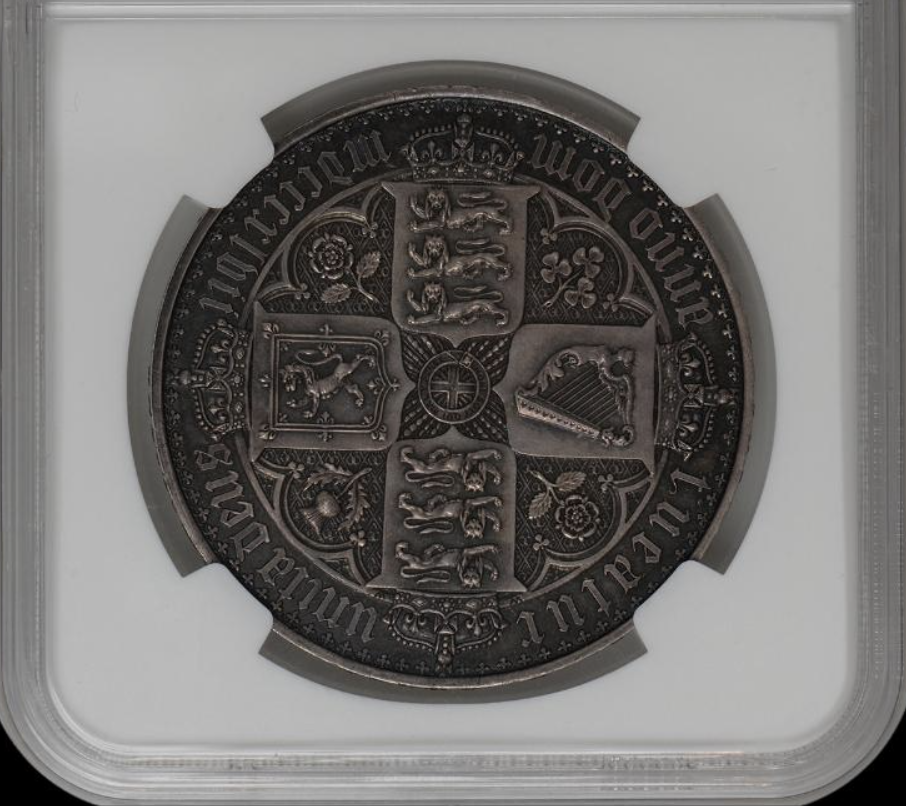 1847 Gothic Crown UN DECIMO G. Britain, Rare NGC PF61, beautiful