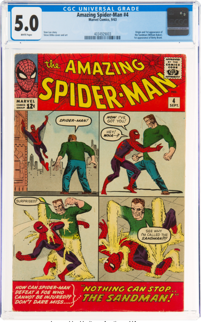 Rare White Pages! Amazing Spider-Man #4 CGC 5.0  -  Origin & 1st Sandman