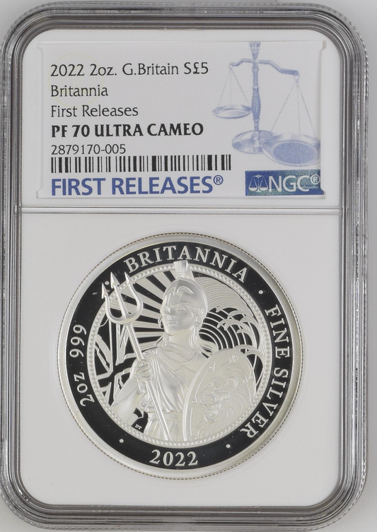 The Britannia 2022 2oz Silver Proof Coin NGC PF70 UC First Release