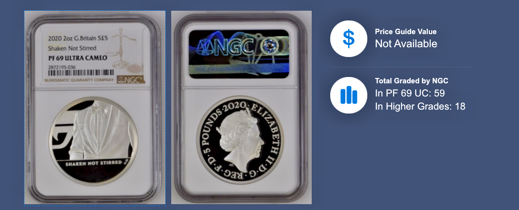 2020 G.Britain Shaken Not Stirred James Bond 2 oz Silver Proof NGC PF69 UC