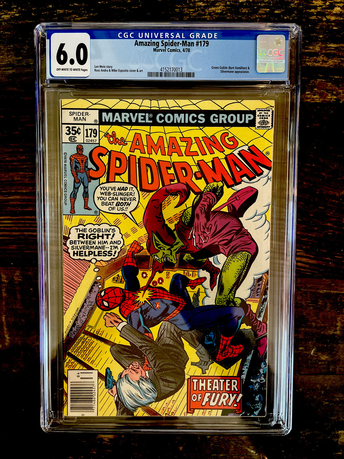 Amazing Spider-Man #179 CGC 6.0  Green Goblin & Silvermane