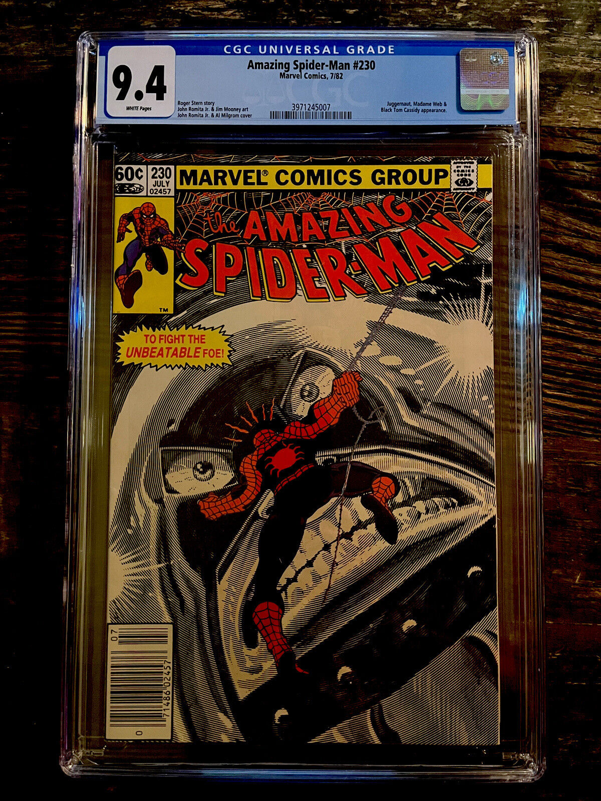 White Pages! Newsstand! Amazing Spider-Man #230 CGC 9.4 - Juggernaut, Madame Web