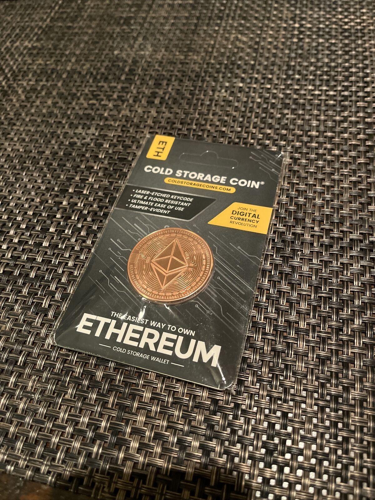 ETHEREUM Cold Storage Coin Crypto Wallet 1 Ounce .999 Fine Copper