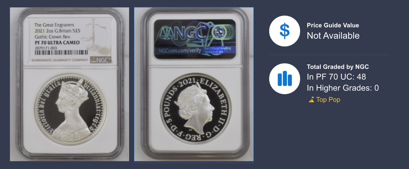 2021 Gothic Crown Portrait 2 oz Silver Proof NGC PF70 UC