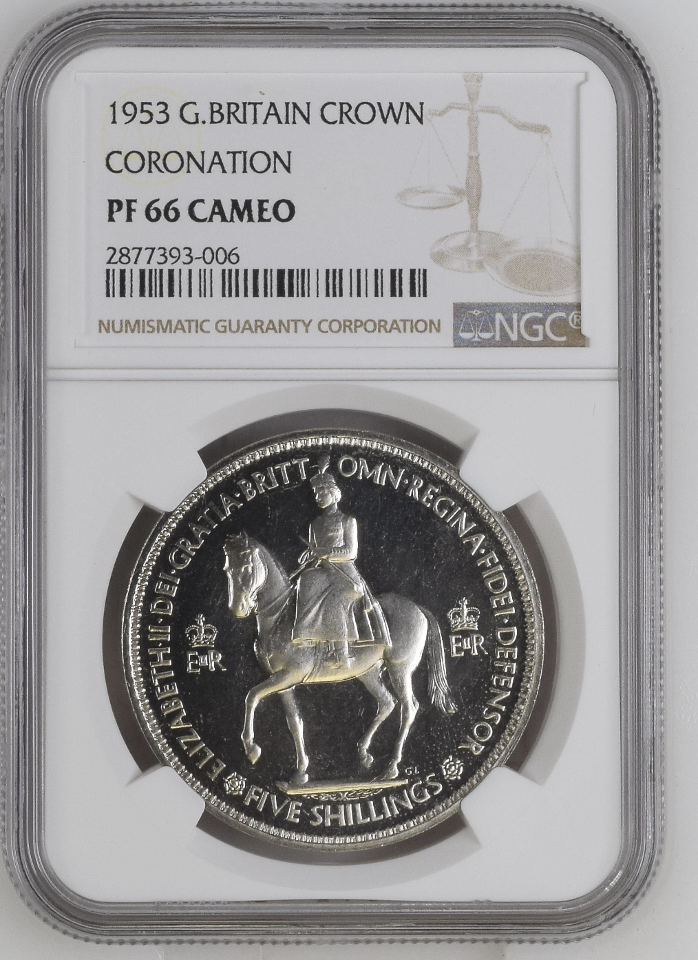 Rare Cameo! 1953 Great Britain Proof Crown NGC PF66 Cameo Coronation