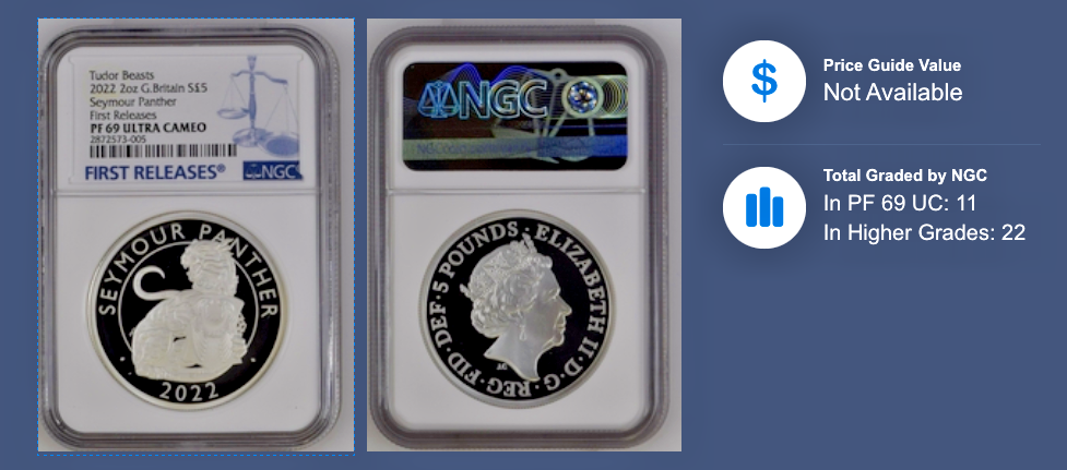 2022 GB Royal Tudor Beasts Panther 2 oz Silver Proof NGC PF69 UC First Release